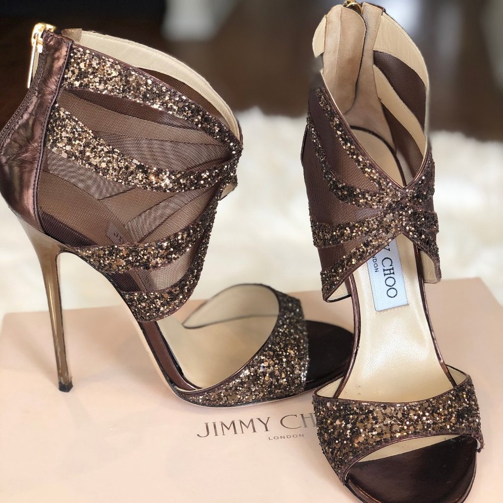 Jimmy Choo Leila Glitter Metallic mix size 37 37.5